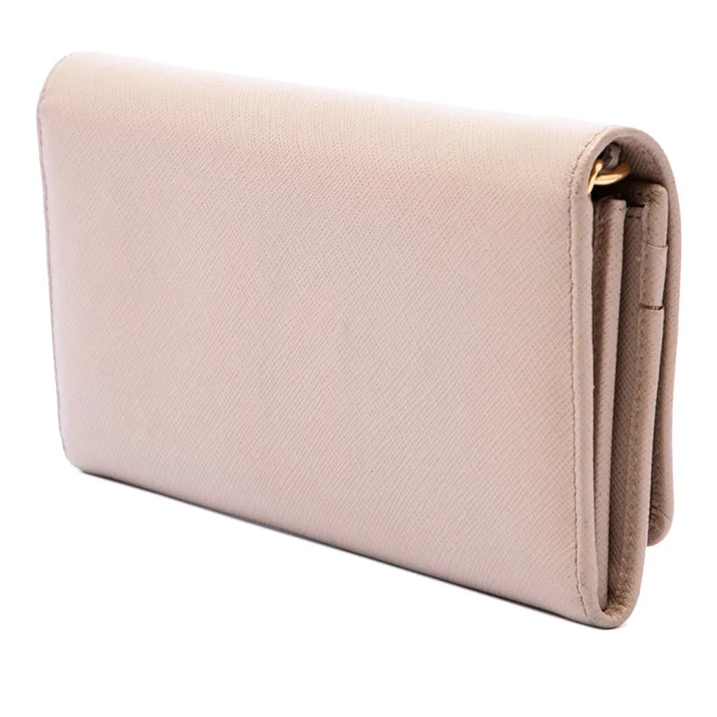 Prada Saffiano Wallet on Chain Beige Leather Good - Back View