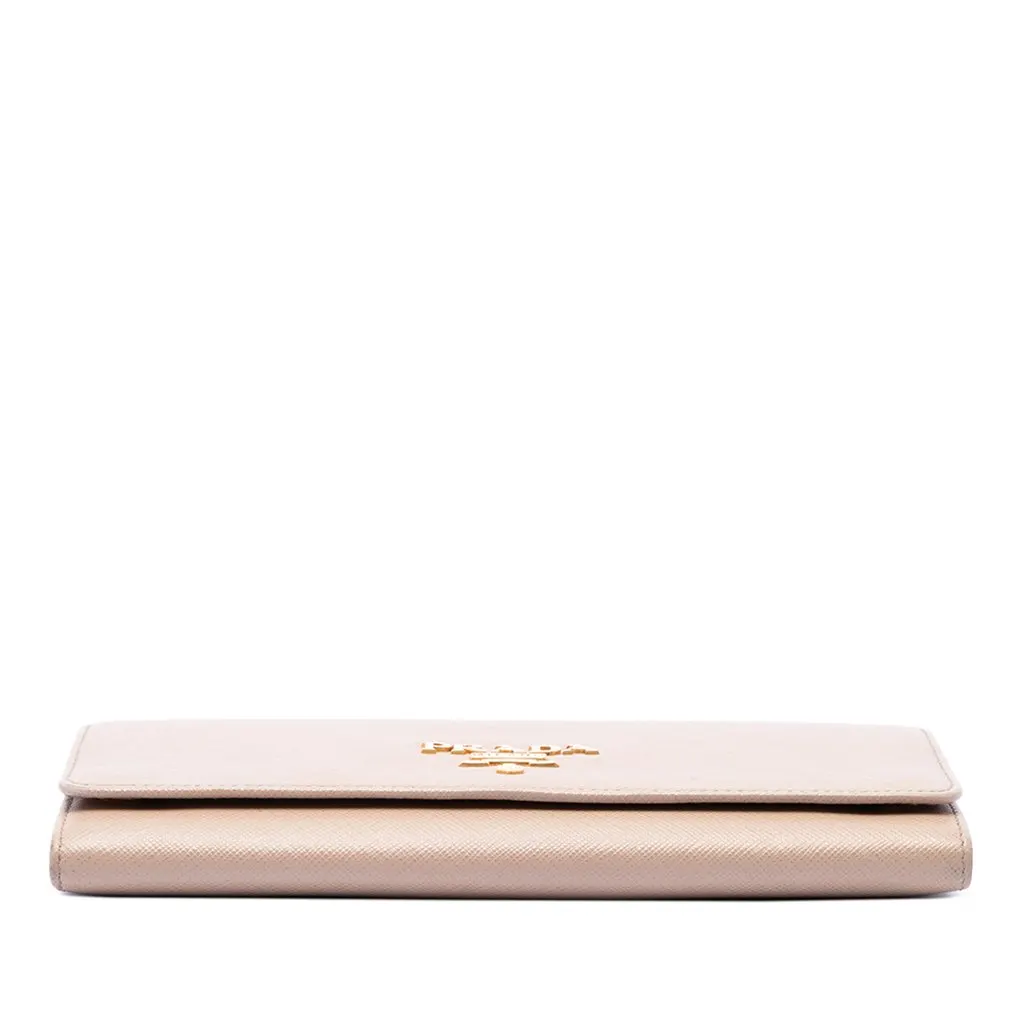 Prada Saffiano Wallet on Chain Beige Leather Good - Inside View