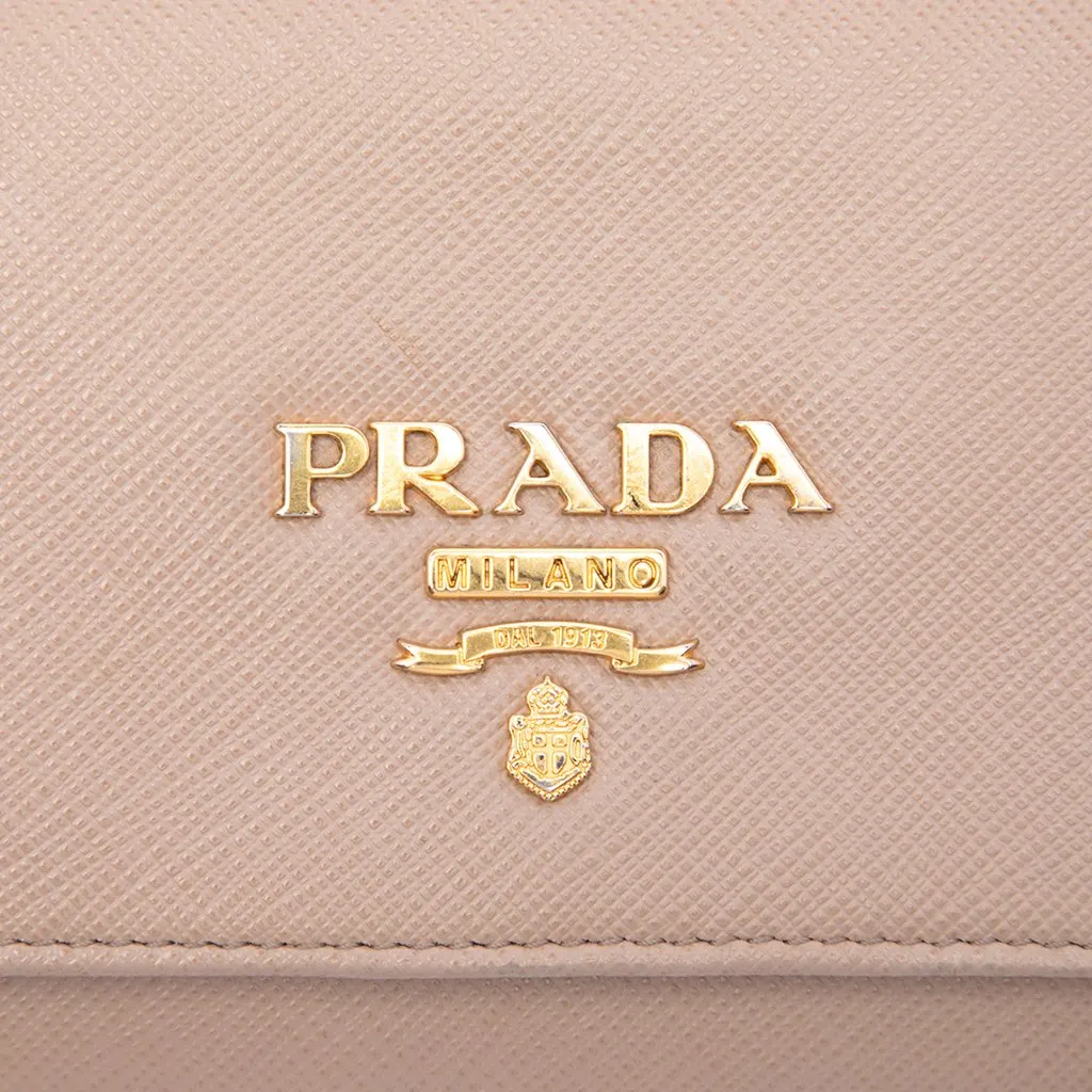 Prada Saffiano Wallet on Chain Beige Leather Good - Box View
