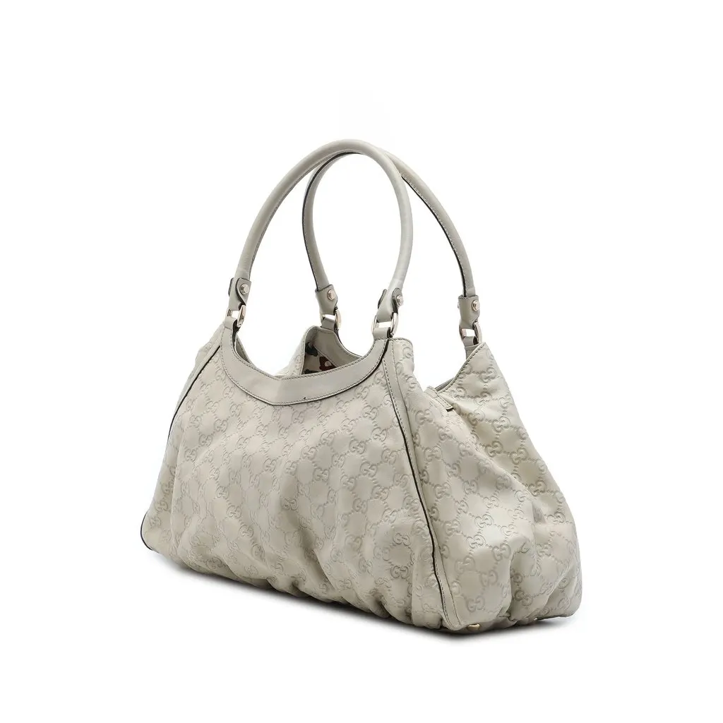 Gucci Guccissima Abbey D Ring Shoulder Bag White Leather Good - Back View