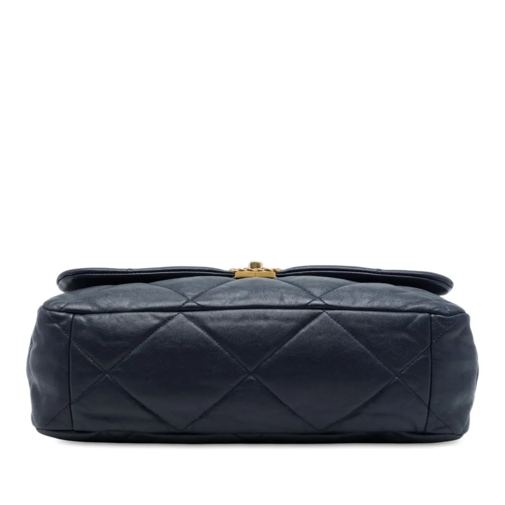 Chanel Maxi Lambskin 19 Flap Blue Leather Very good - Inside View