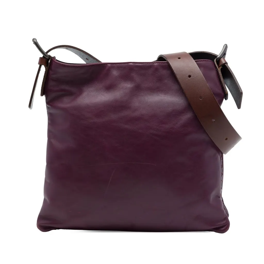 Bottega Veneta Intrecciato Trimmed Nappa Crossbody Purple Leather Very good - Front View