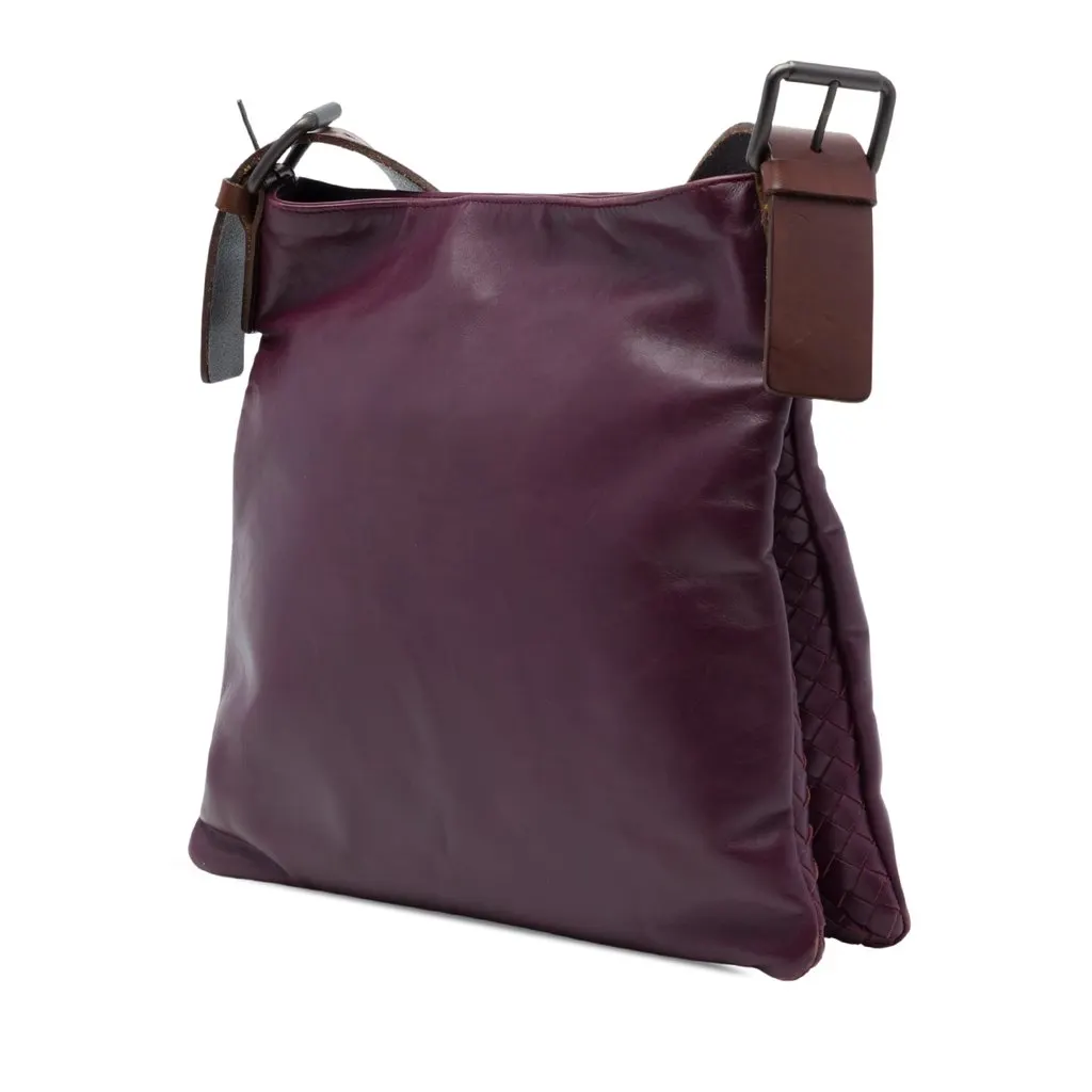 Bottega Veneta Intrecciato Trimmed Nappa Crossbody Purple Leather Very good - Back View