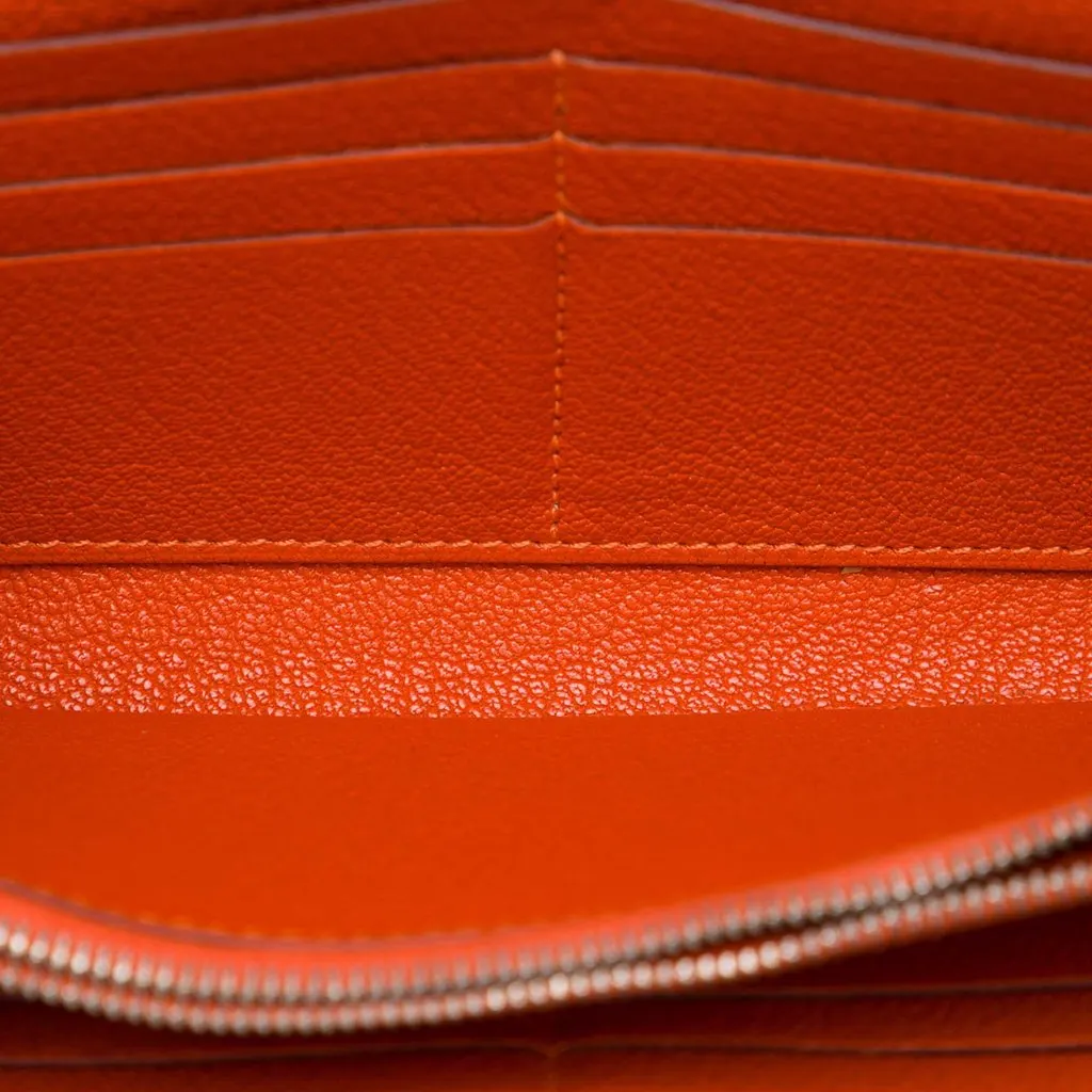Hermès Chevre Mysore Kelly Longue Wallet Orange Leather Very good - Model View