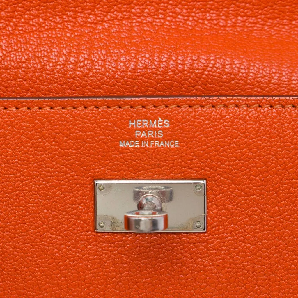 Hermès Chevre Mysore Kelly Longue Wallet Orange Leather Very good - Box View
