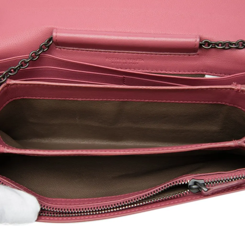 Bottega Veneta Nappa Intrecciato Continental Wallet on Chain Pink Leather Good - Model View