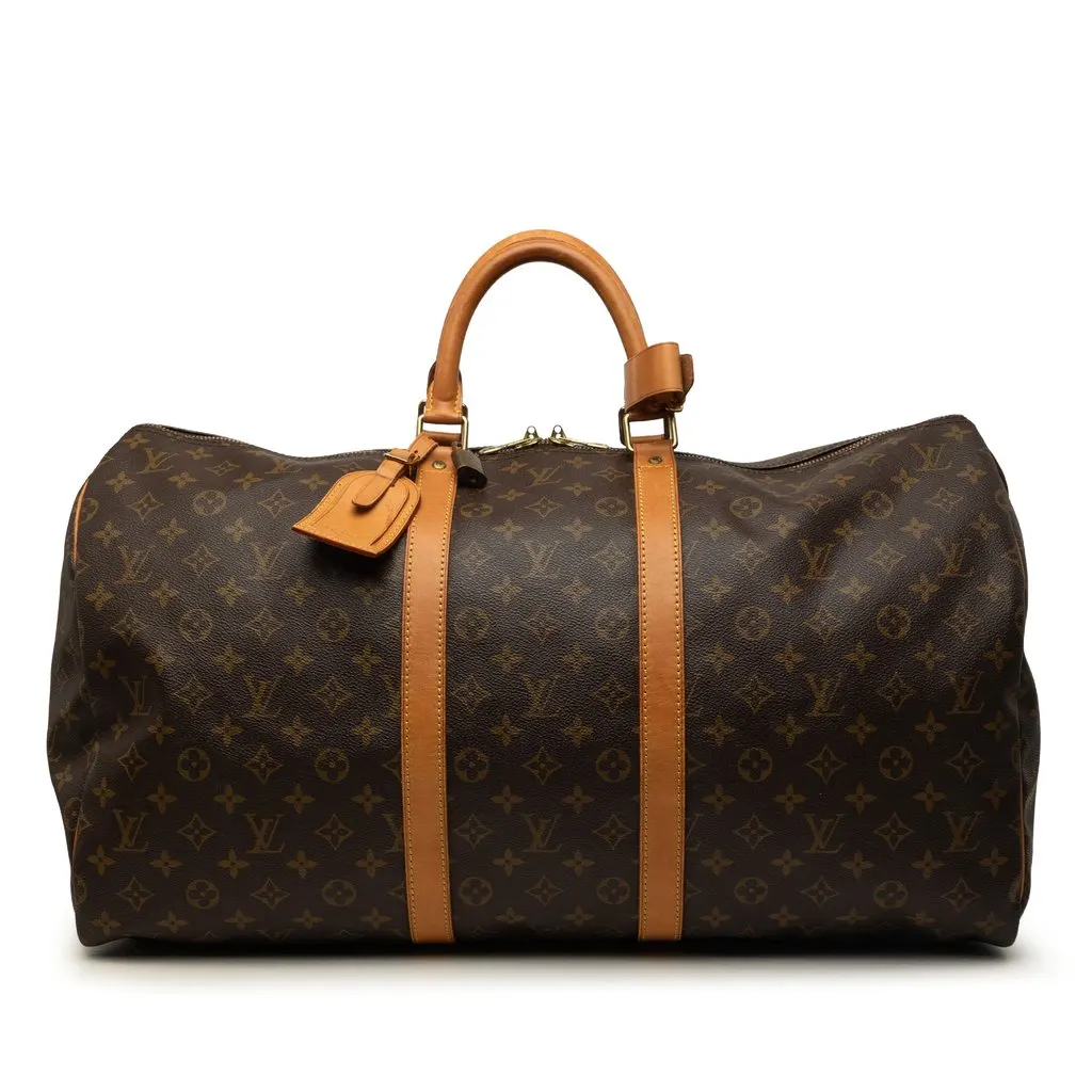 Louis Vuitton Monogram Keepall 55 Brown Good - Front View