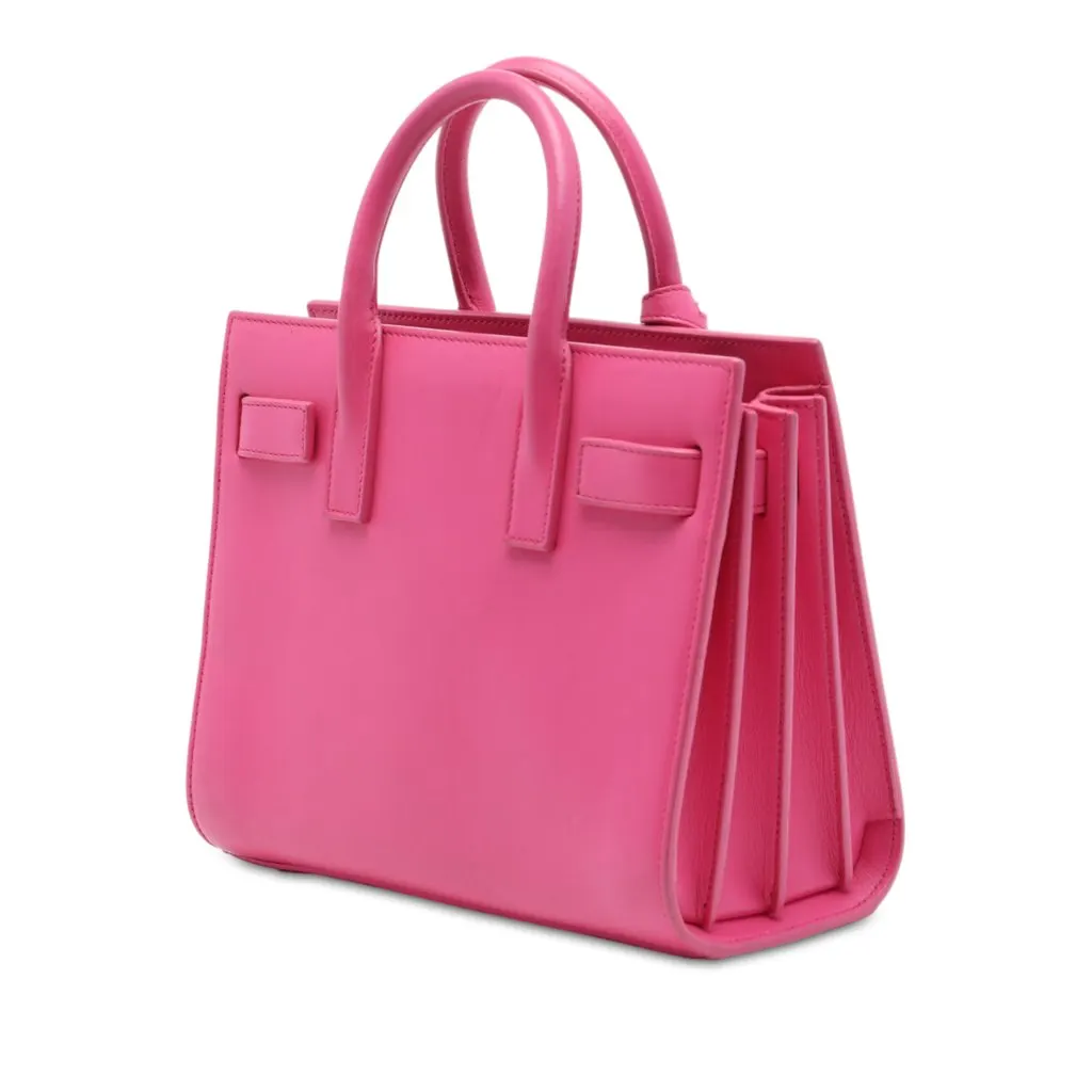 Saint Laurent Nano Leather Sac De Jour Satchel Pink Leather Very good - Back View