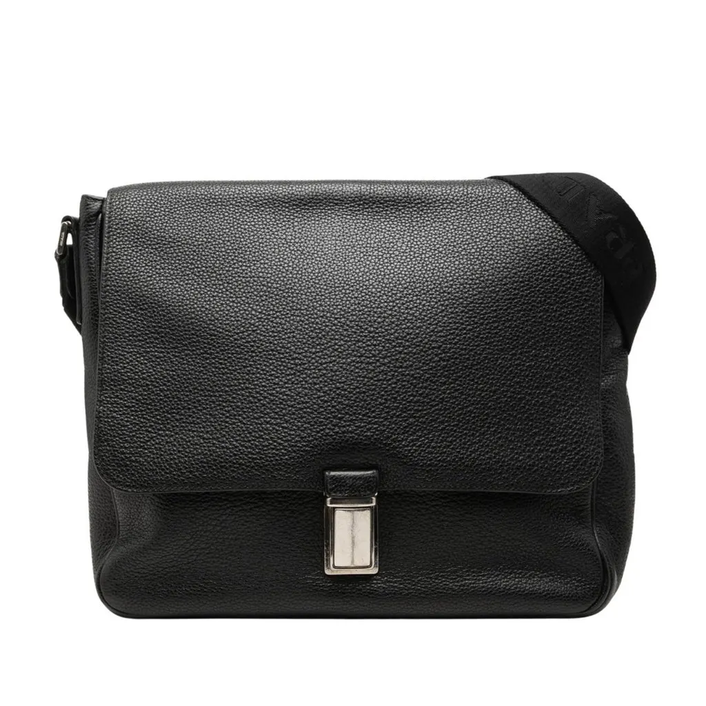 Prada Vitello Phenix Flap Crossbody Black Leather Very good - Front View