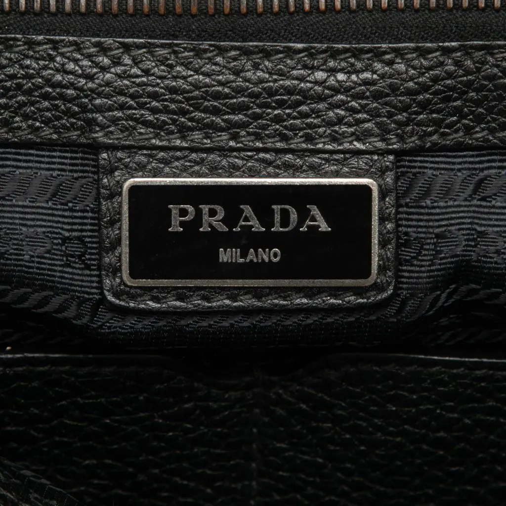 Prada Vitello Phenix Flap Crossbody Black Leather Very good - Box View