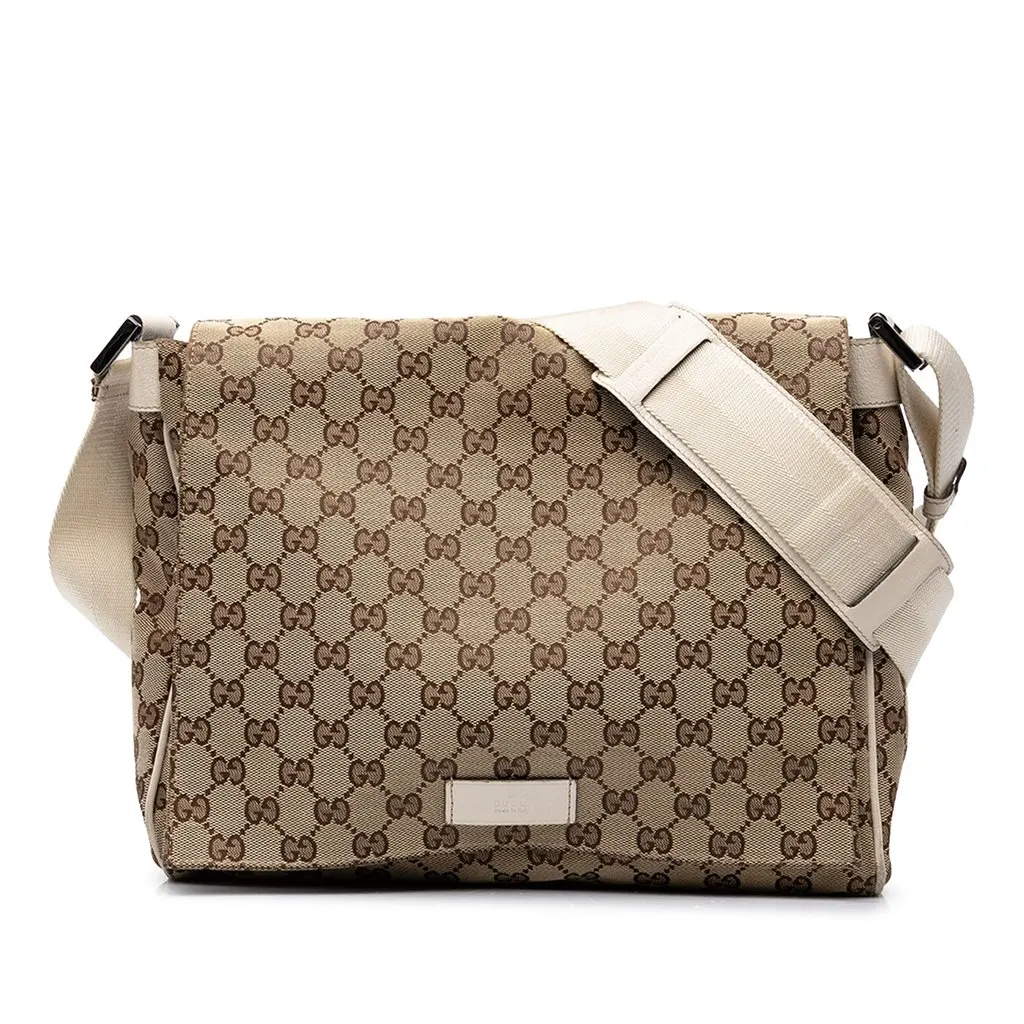 Gucci GG Canvas Crossbody Beige Canvas Good - Front View