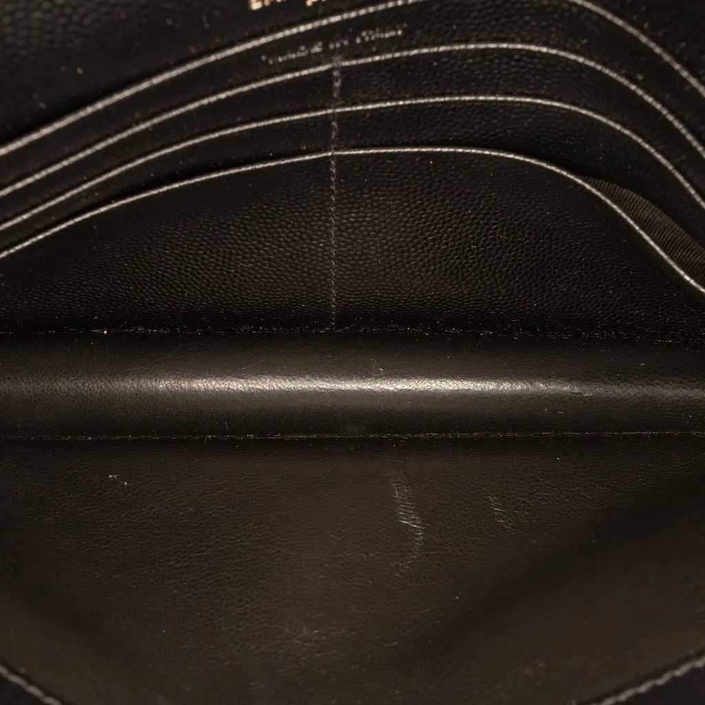 Saint Laurent Grain De Poudre Cassandre Monochrome Envelope Chain Wallet Black Leather Very good - Model View