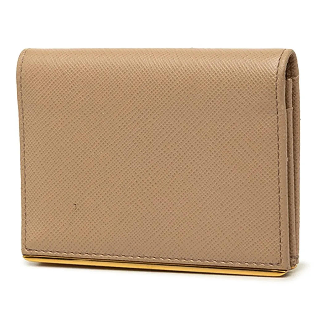 Prada Saffiano Card Holder Beige Leather Very good - Back View