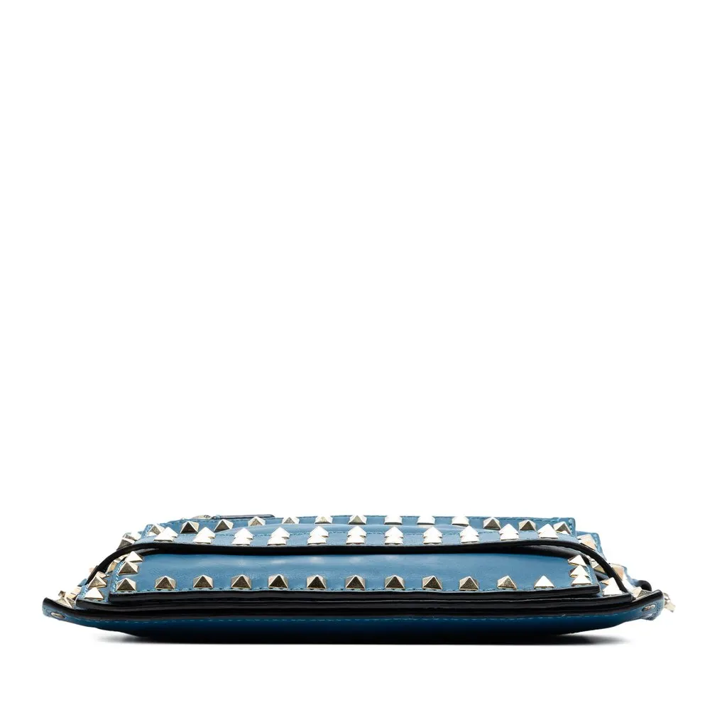 Valentino Leather Rockstud Triple Zip Crossbody Blue Leather Very good - Inside View