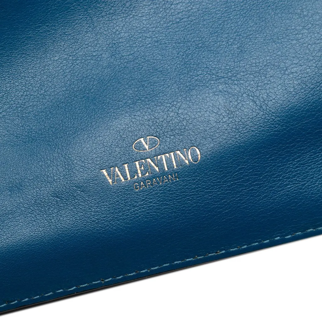 Valentino Leather Rockstud Triple Zip Crossbody Blue Leather Very good - Box View