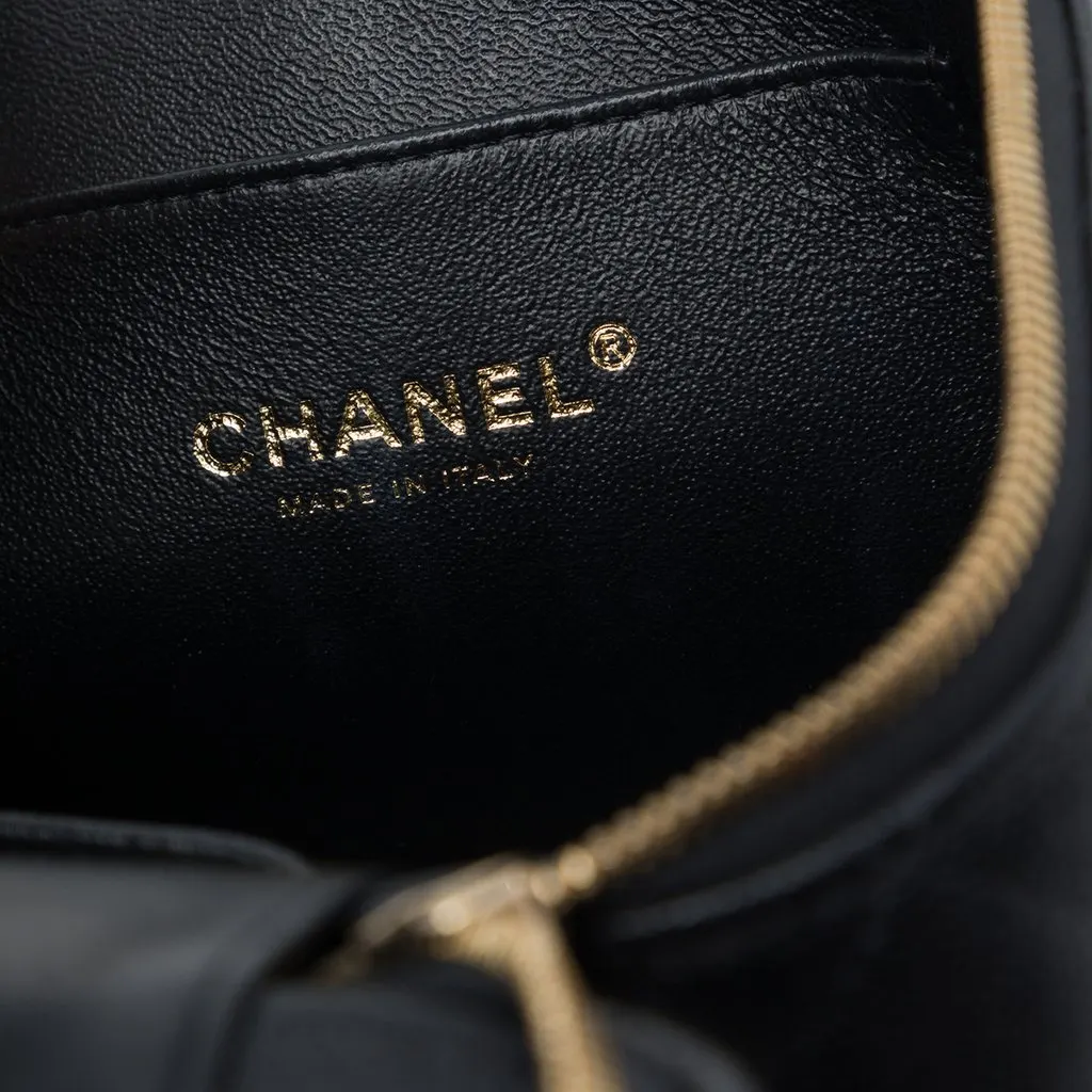 Chanel CC Quilted Caviar Top Handle Vanity with Chain Black Leather Very good - Box View