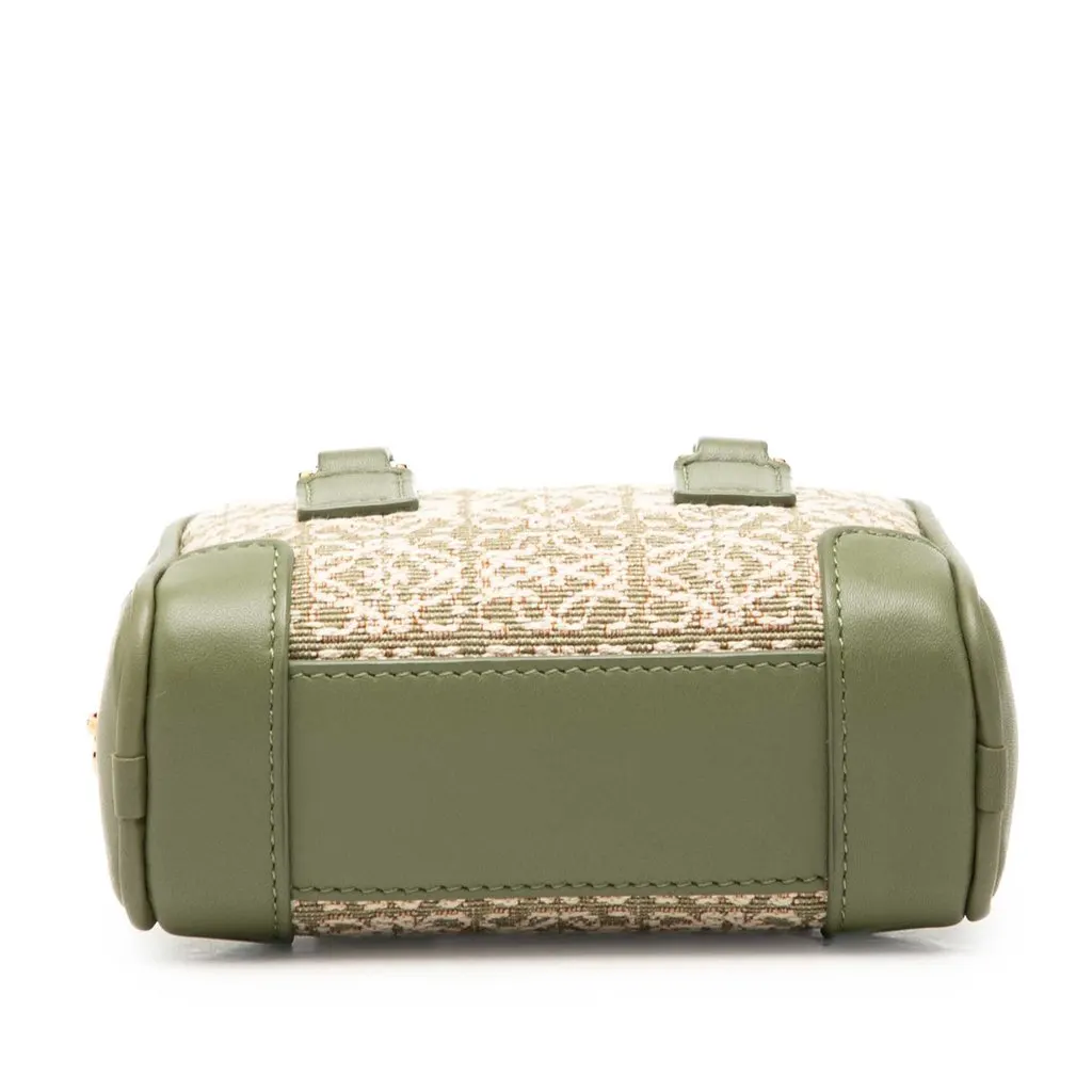LOEWE Nano Anagram Jacquard and Calfskin Amazona Satchel Green Very good - Inside View