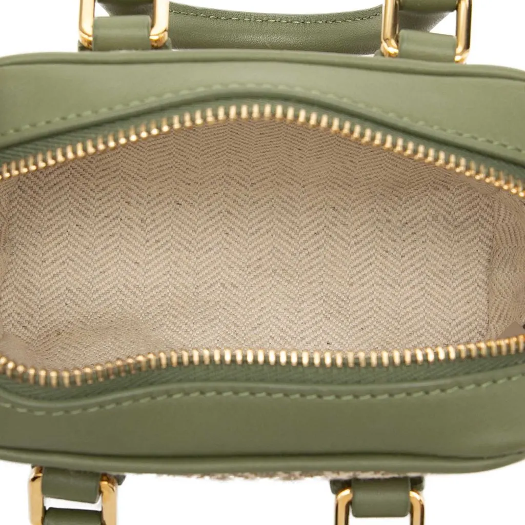 LOEWE Nano Anagram Jacquard and Calfskin Amazona Satchel Green Very good - Model View