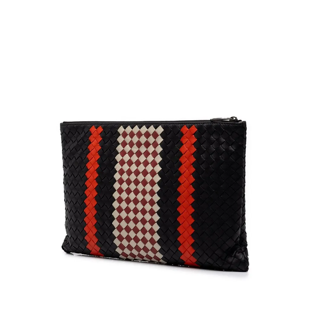 Bottega Veneta Multicolor Nappa Intrecciato Clutch Black Leather Very good - Back View