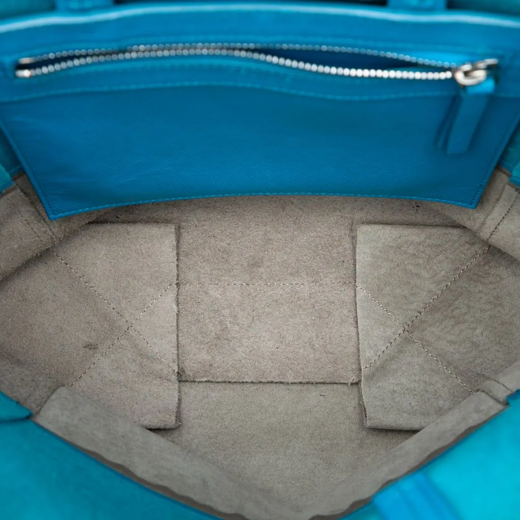 Celine Small Bicolor Grained Calfskin Vertical Cabas Tote Blue Leather Very good - Model View