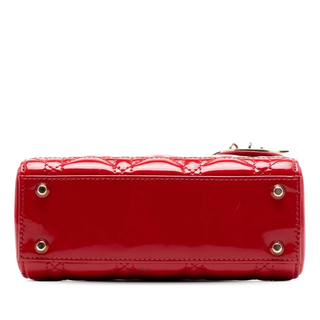 Dior Mini Patent Cannage Lady Dior Red Leather Very good - Inside View