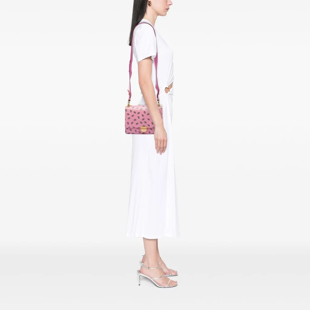 Prada Saffiano Elephant Print Push Lock Crossbody Pink Leather Very good - Box View