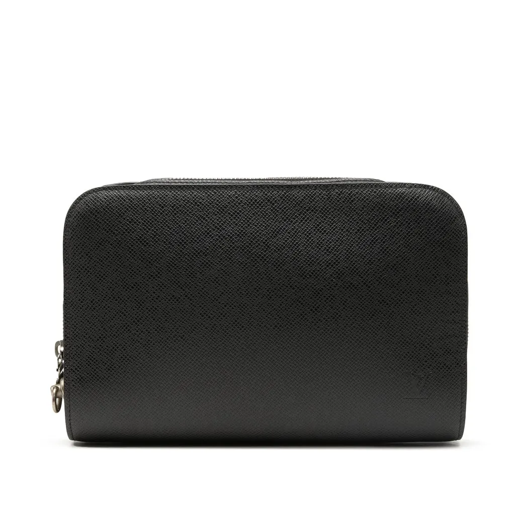 Louis Vuitton Taiga Pochette Baikal Black Leather Good - Front View