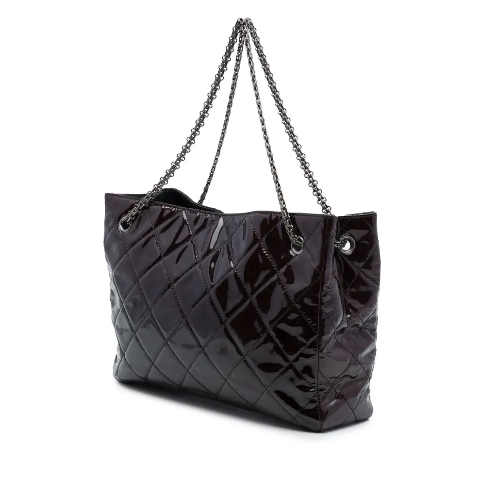 Chanel Quilted Patent Reissue 2.55 Tote Brown Leather Very good - Back View
