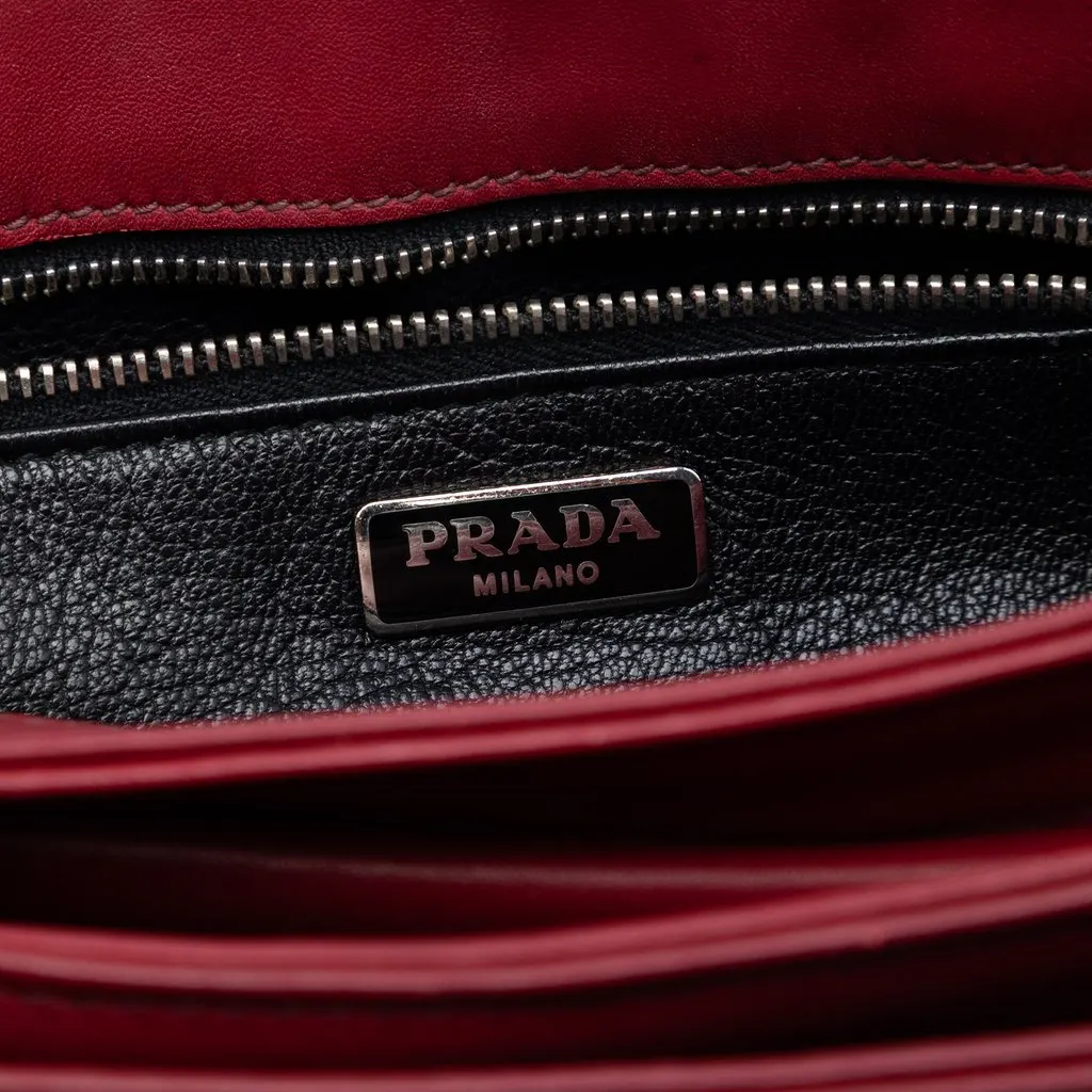 Prada Soft Calf Chain Crossbody Red Leather Very good - Box View