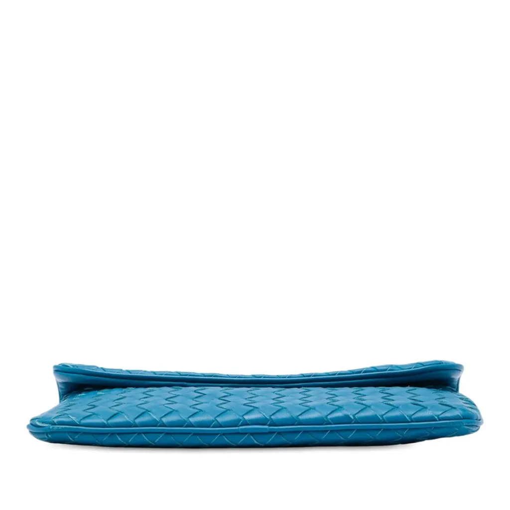 Bottega Veneta Mini Nappa Intrecciato Turn Lock Crossbody Blue Leather Very good - Inside View