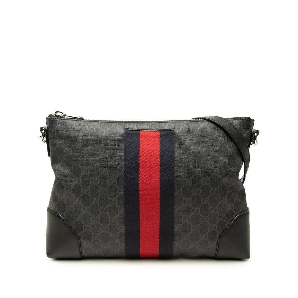 Gucci GG Supreme Web Crossbody Black Canvas Good - Front View