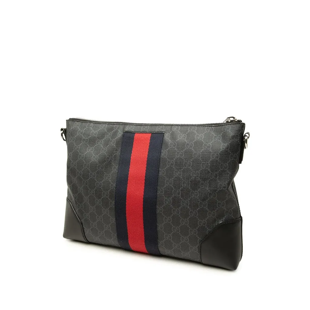 Gucci GG Supreme Web Crossbody Black Canvas Good - Back View