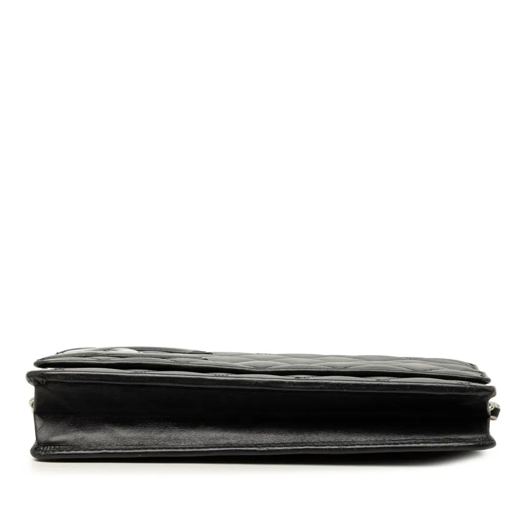 Chanel Quilted Lambskin Cambon Ligne Wallet On Chain Black Leather Very good - Inside View
