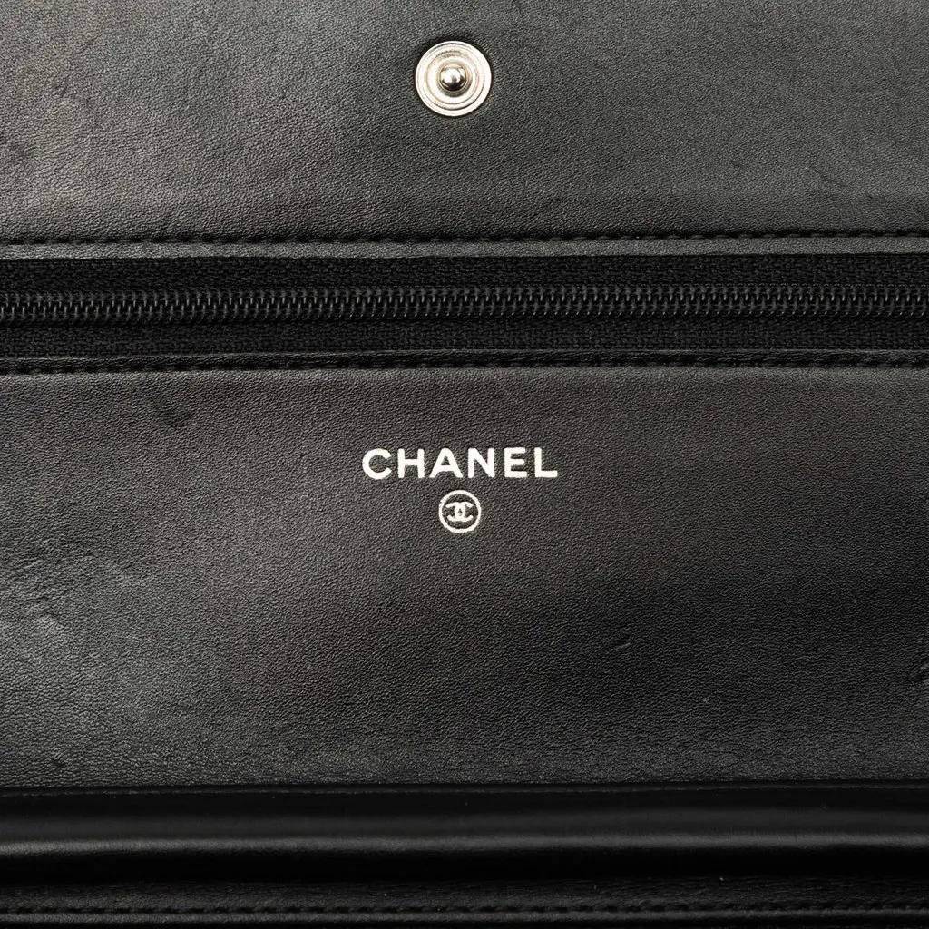 Chanel Quilted Lambskin Cambon Ligne Wallet On Chain Black Leather Very good - Box View