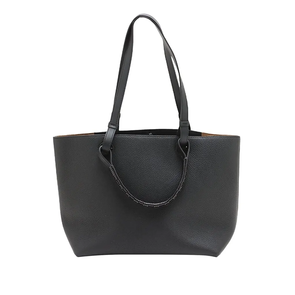 LOEWE Small Grained Calfskin Anagram Tote Black Leather Very good - Front View
