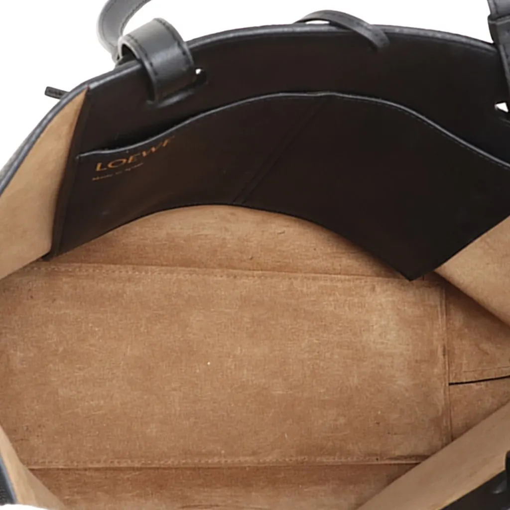 LOEWE Small Grained Calfskin Anagram Tote Black Leather Very good - Inside View