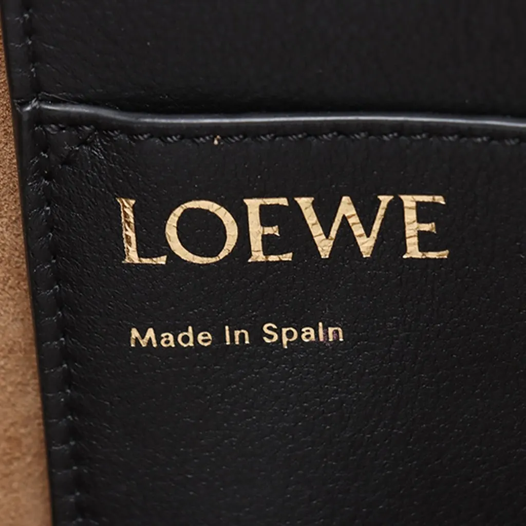 LOEWE Small Grained Calfskin Anagram Tote Black Leather Very good - Model View