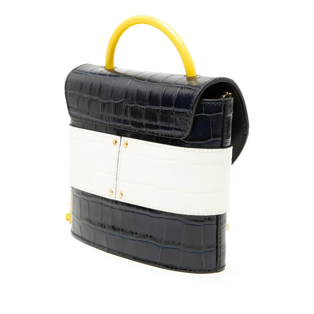 Chloé Tricolor Croc Embossed Leather Aby Lock Satchel Blue Leather Very good - Back View