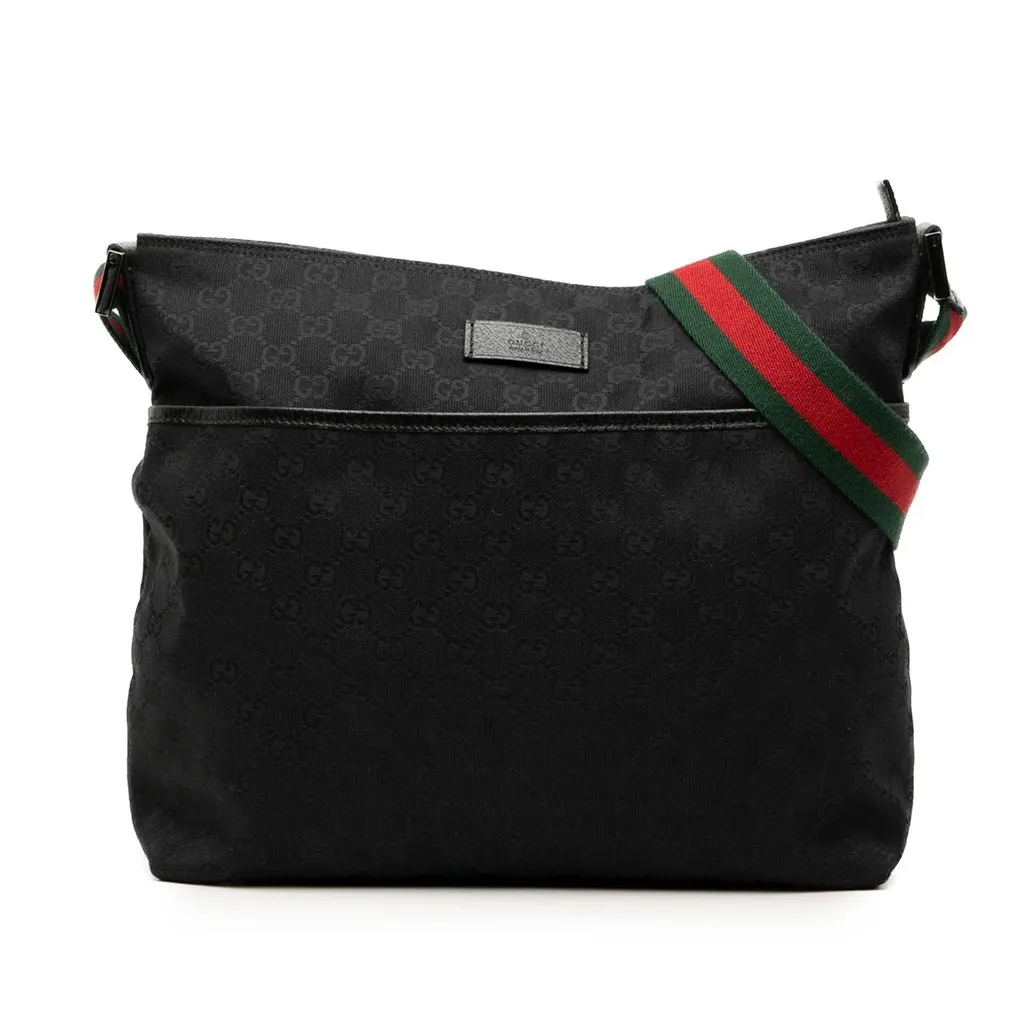 Gucci GG Canvas Web Crossbody Black Very good - Front View