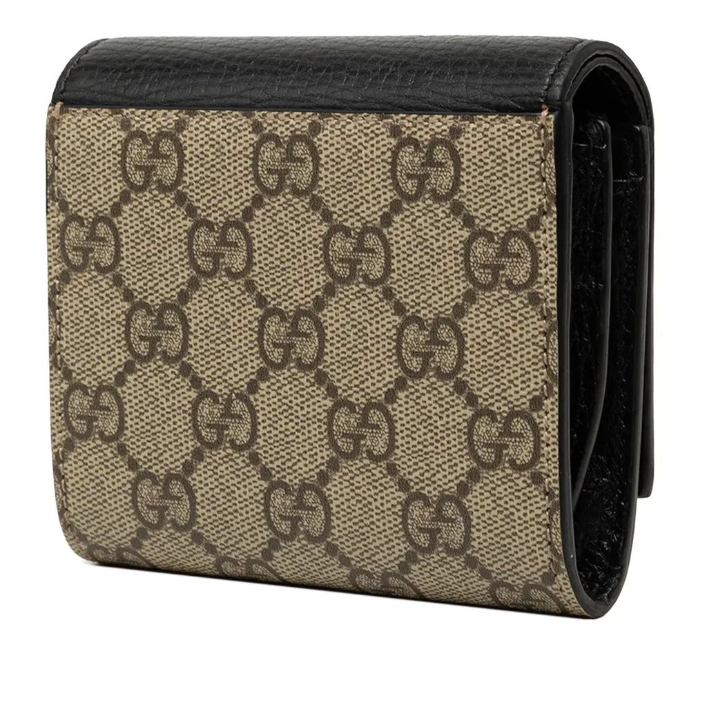 Gucci Medium Bicolor GG Marmont and GG Supreme Compact Wallet Black Leather Good - Back View