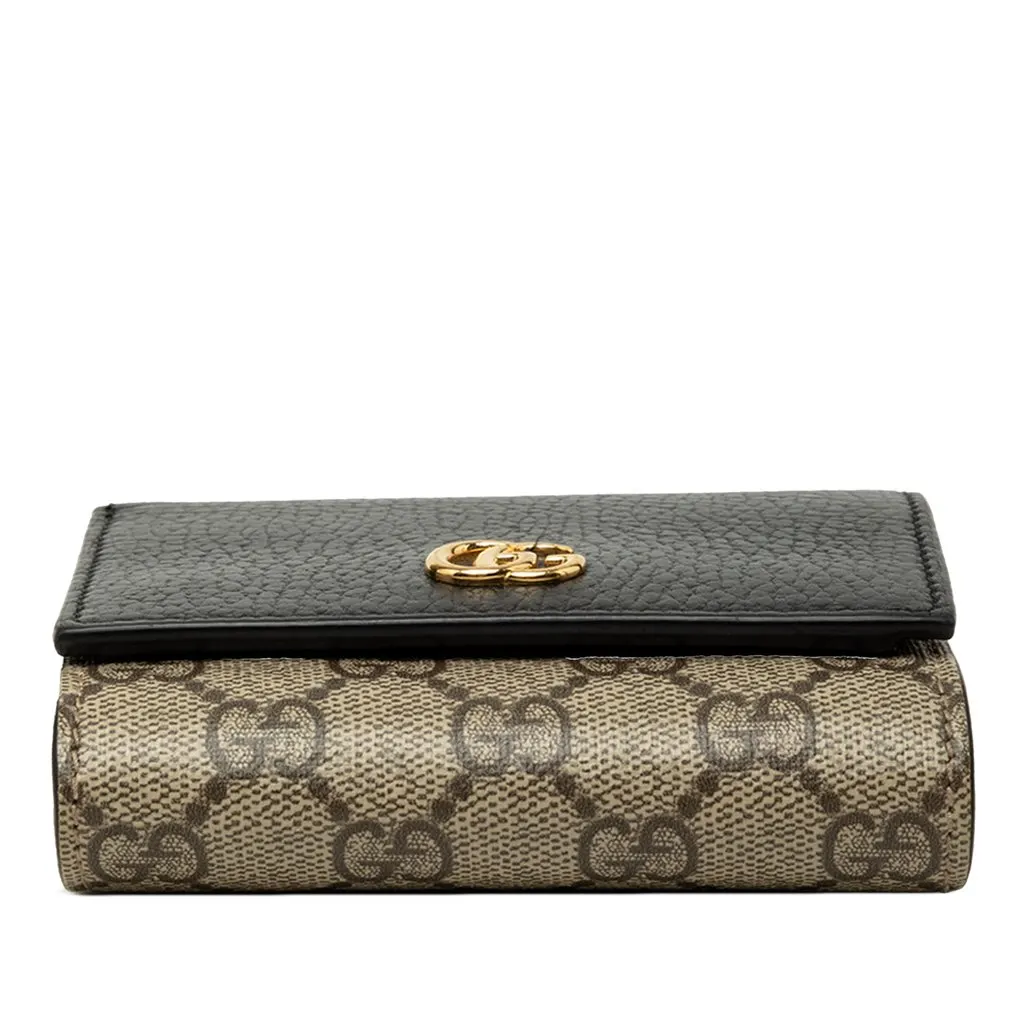 Gucci Medium Bicolor GG Marmont and GG Supreme Compact Wallet Black Leather Good - Inside View