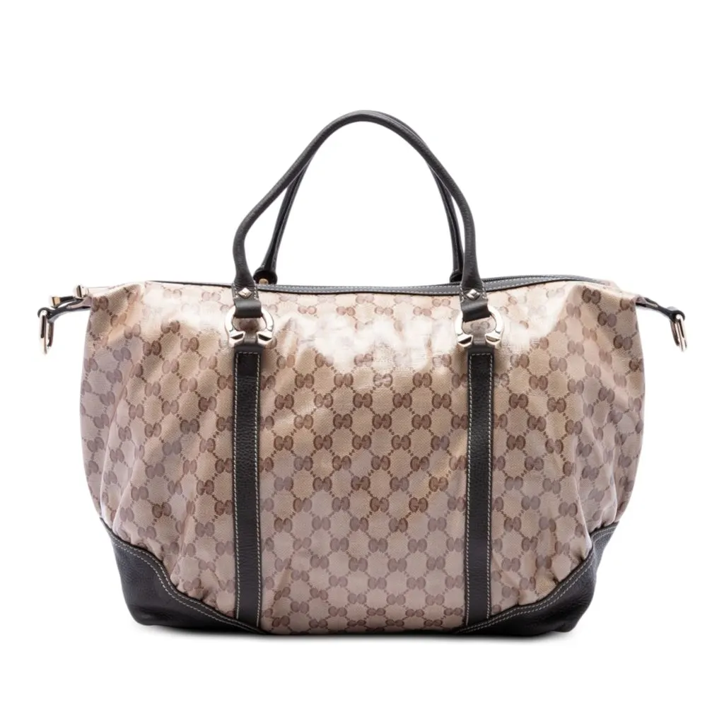 Gucci GG Crystal Horsebit Nail Boston Bag Beige Canvas Very good - Front View