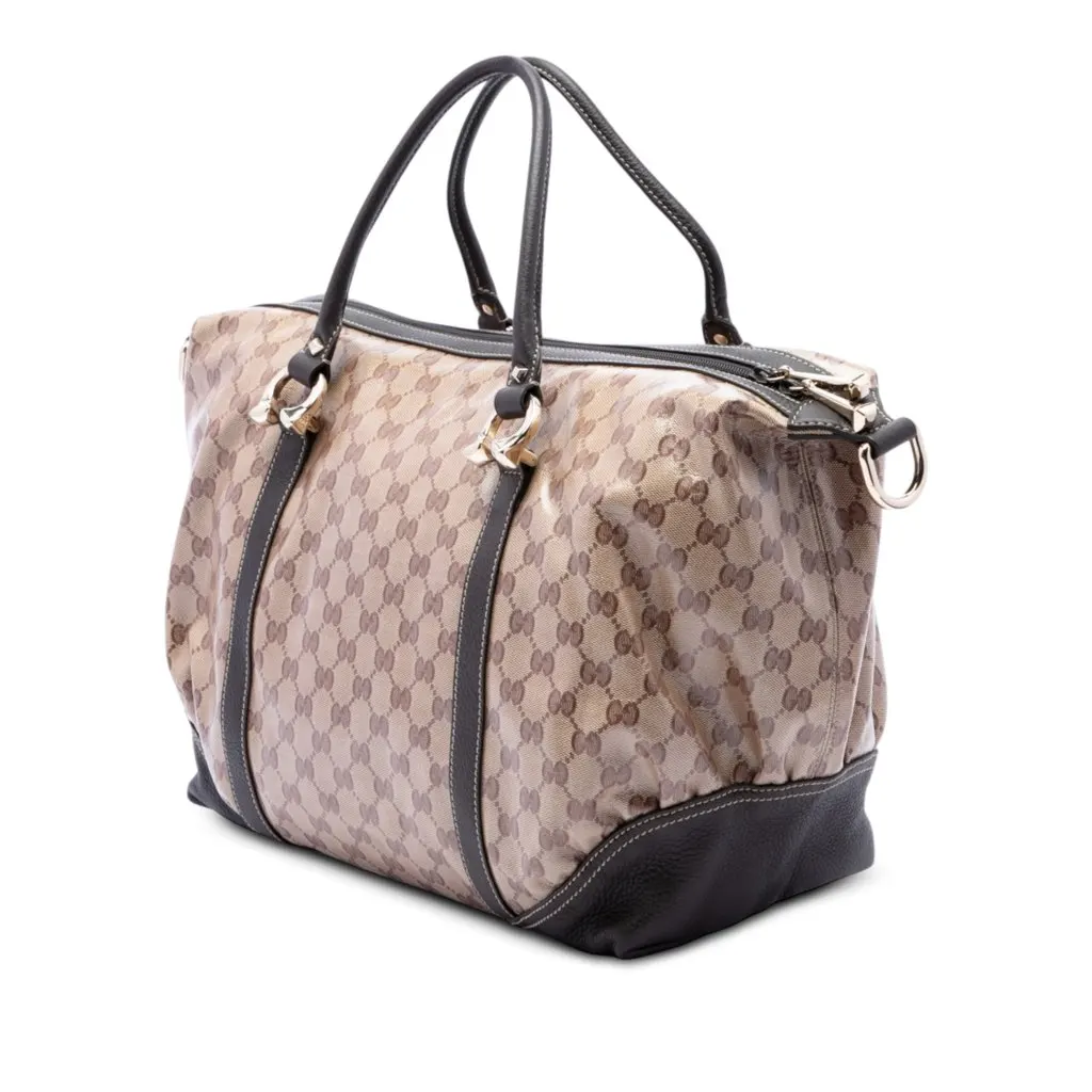 Gucci GG Crystal Horsebit Nail Boston Bag Beige Canvas Very good - Back View