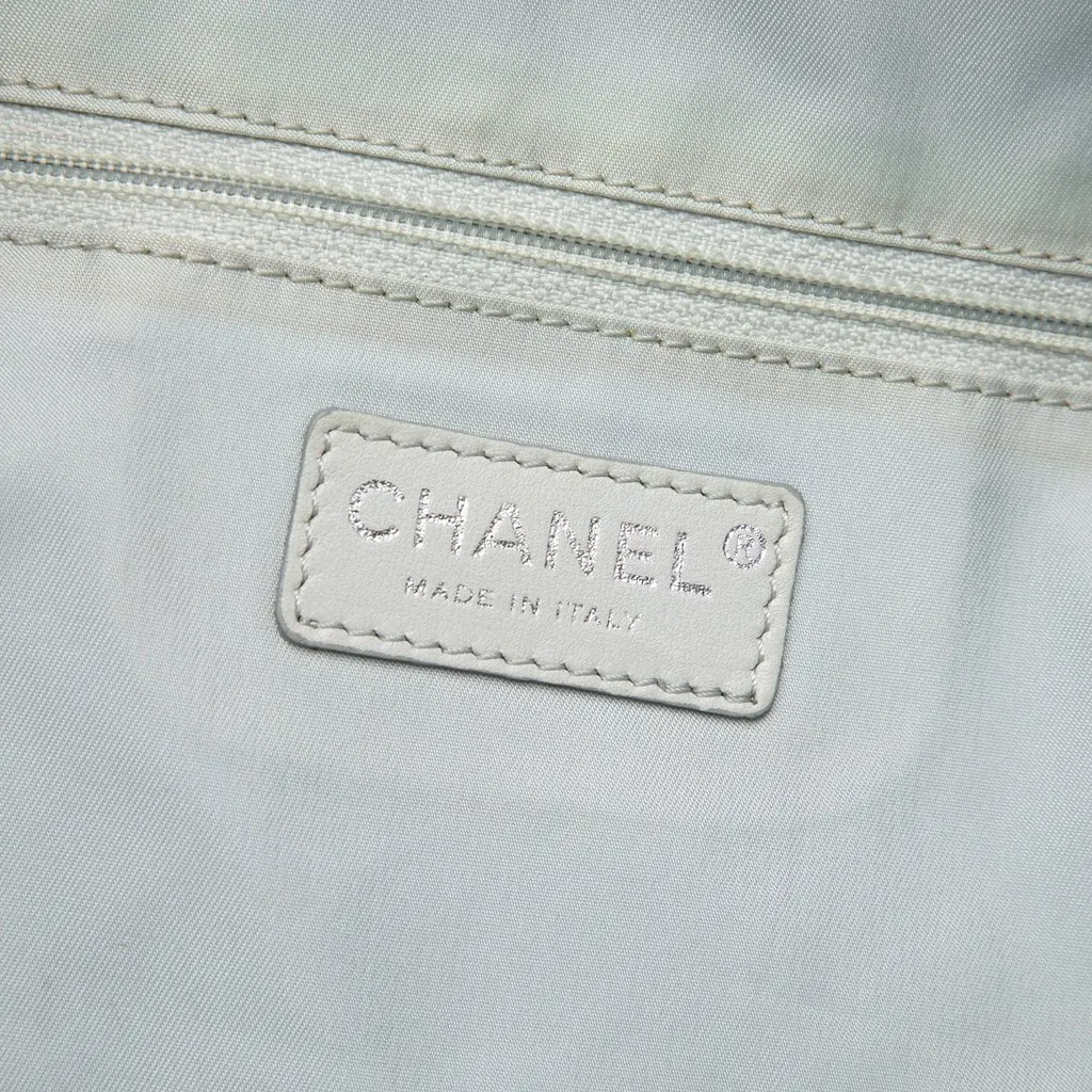 Chanel Medium Quilted Coated Canvas Paris Biarritz Tote Silver Canvas Good - Box View