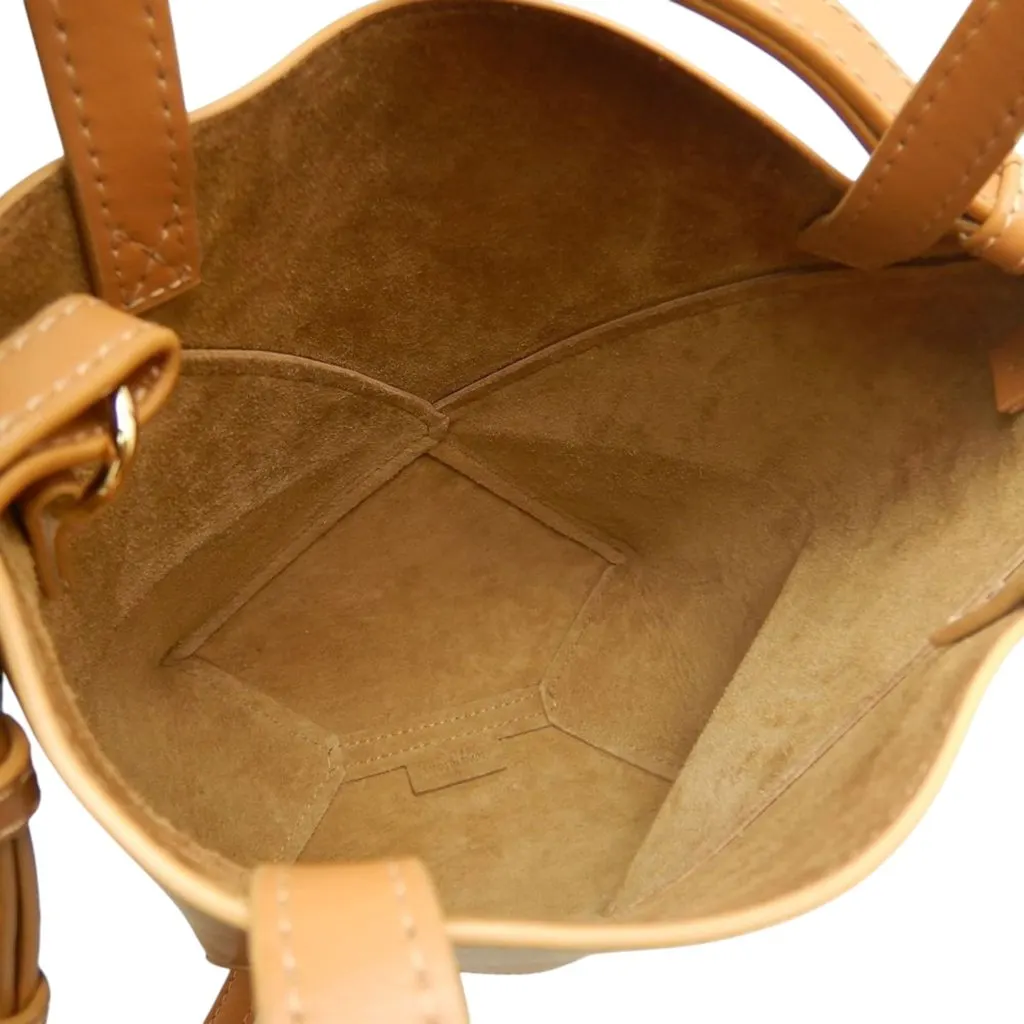 LOEWE Mini Shiny Calfskin Puzzle Fold Tote Brown Leather Very good - Model View