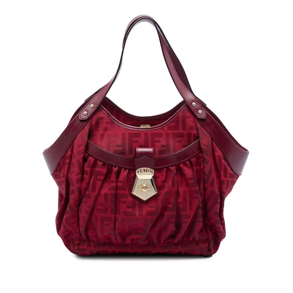 Fendi Zucca Canvas Chef Tote Red Very good - Front View