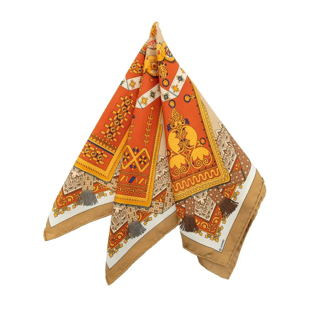 Hermès Brins D Or Silk Scarf 45 Orange Silk Very good - Front View