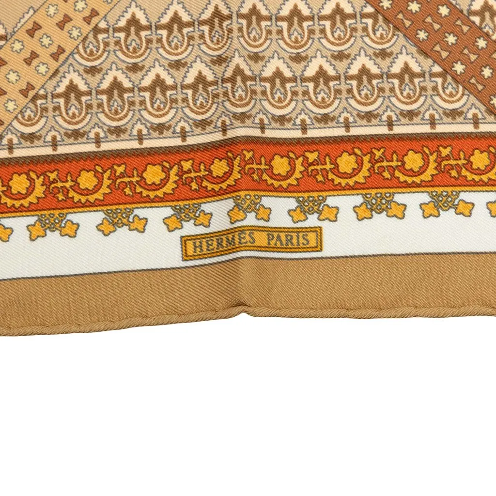 Hermès Brins D Or Silk Scarf 45 Orange Silk Very good - Model View