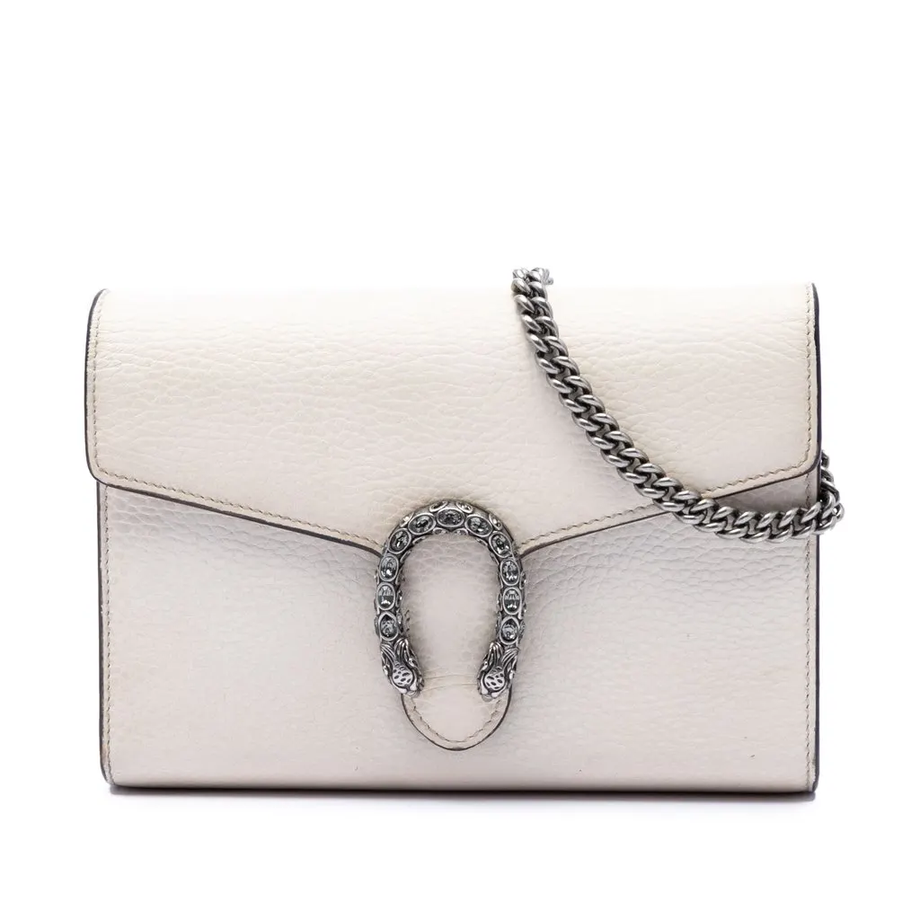 Gucci Calfskin Dionysus Wallet on Chain White Leather Very good - Front View
