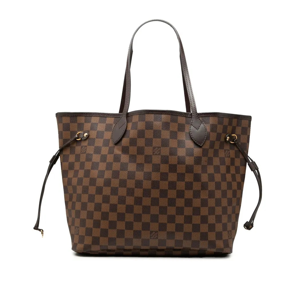 Louis Vuitton Damier Ebene Neverfull MM Brown Canvas Good - Front View